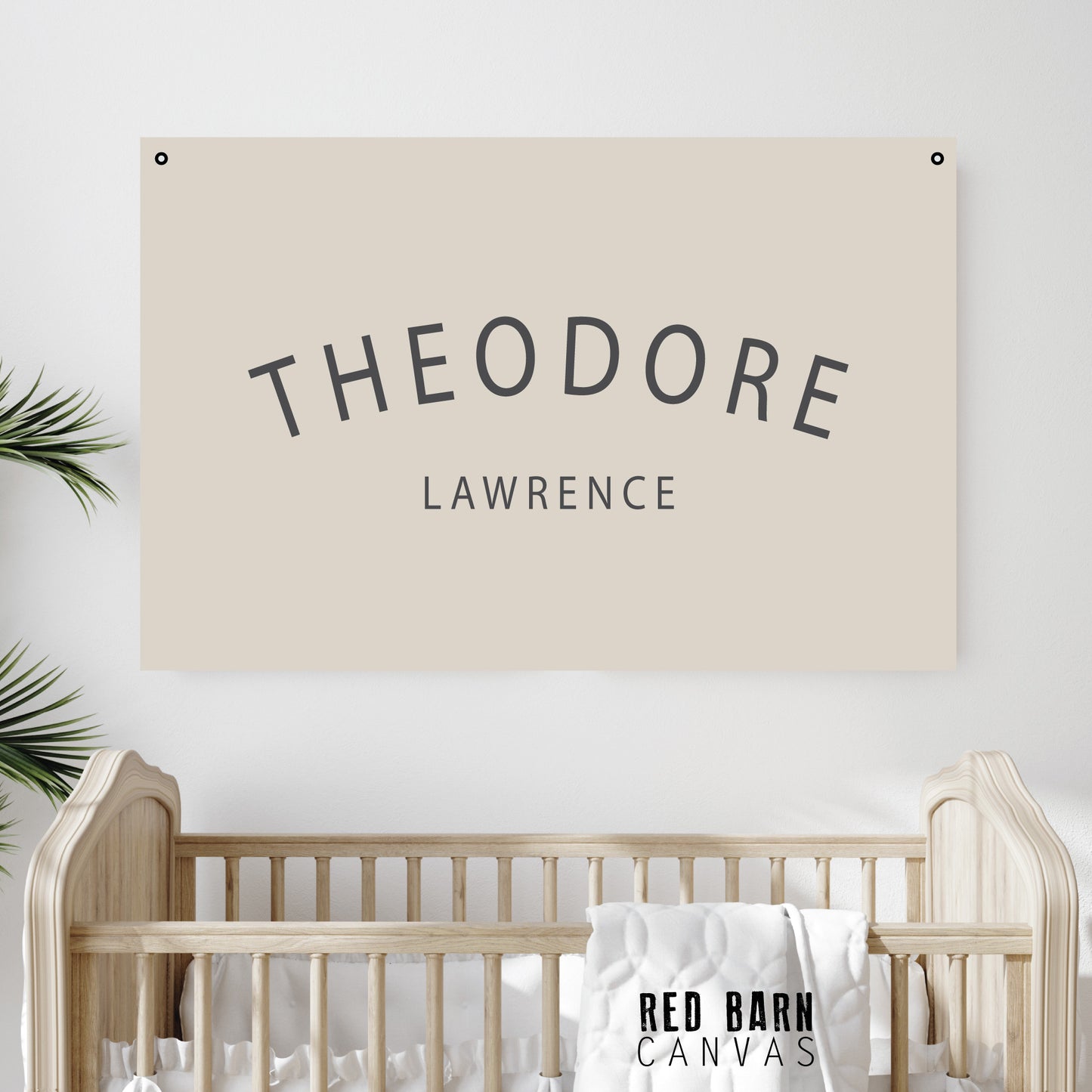 Personalized Neutral Canvas Name Tapestry – Custom Nursery Wall Hanging