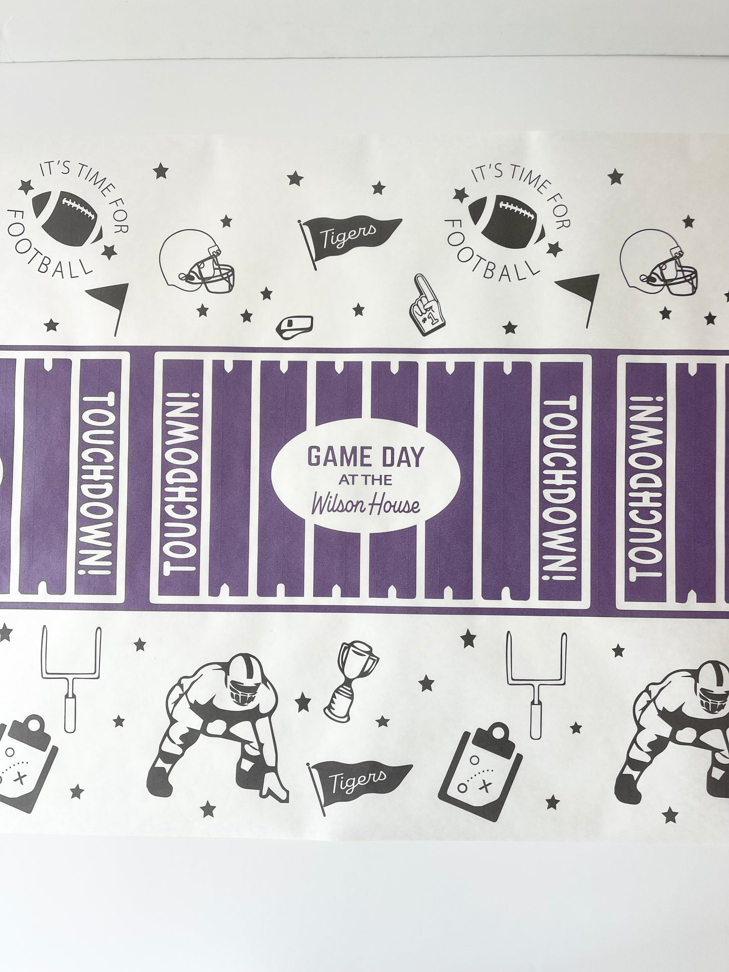 Custom Football Table Runner – 30" x 80" | Food-Safe Paper | Personalized with Mascot & Team Colors | Game Day Party Decor