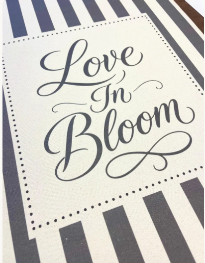 Love In Bloom Striped Canvas Banner