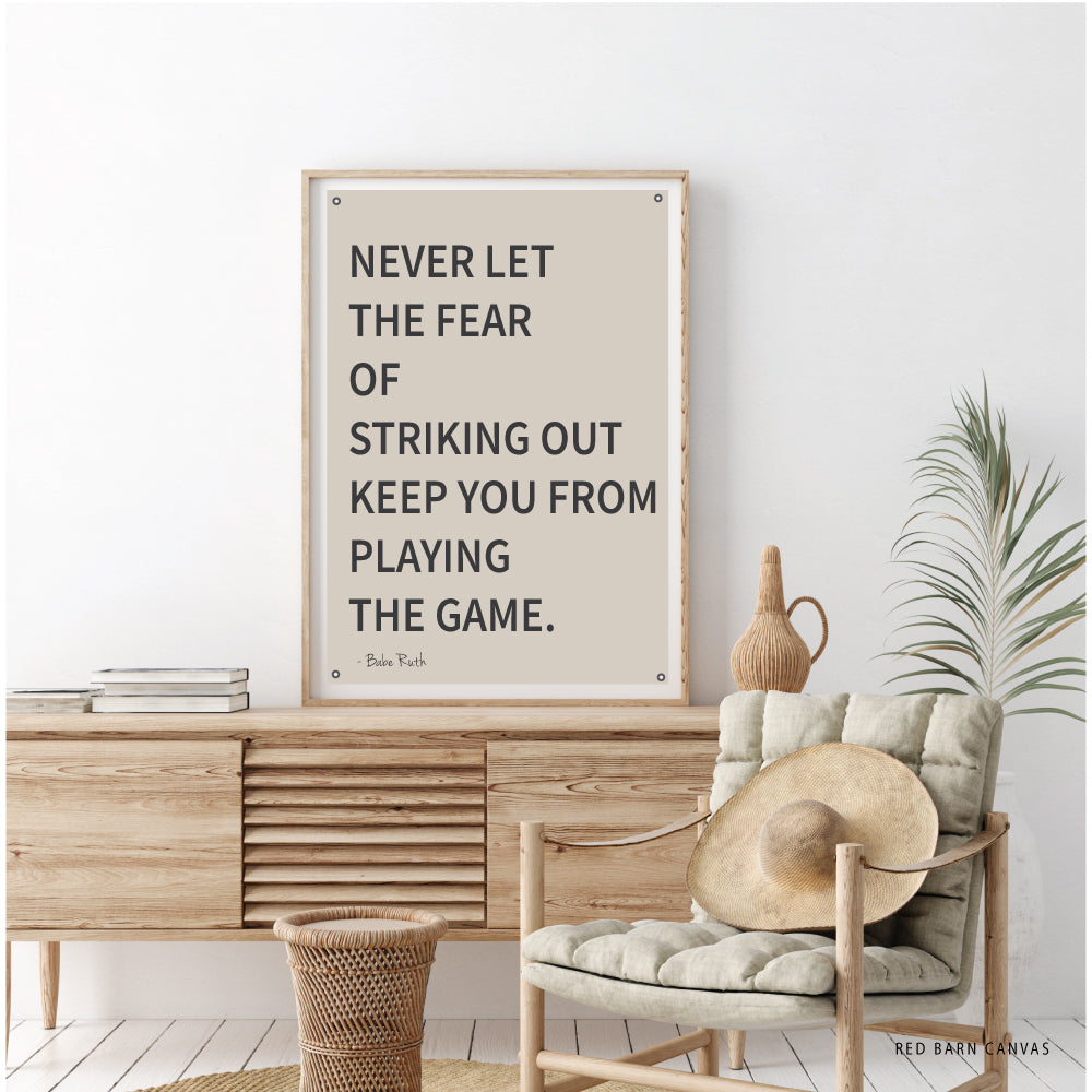 Babe Ruth Never Let | Natural Canvas Wall Hanging