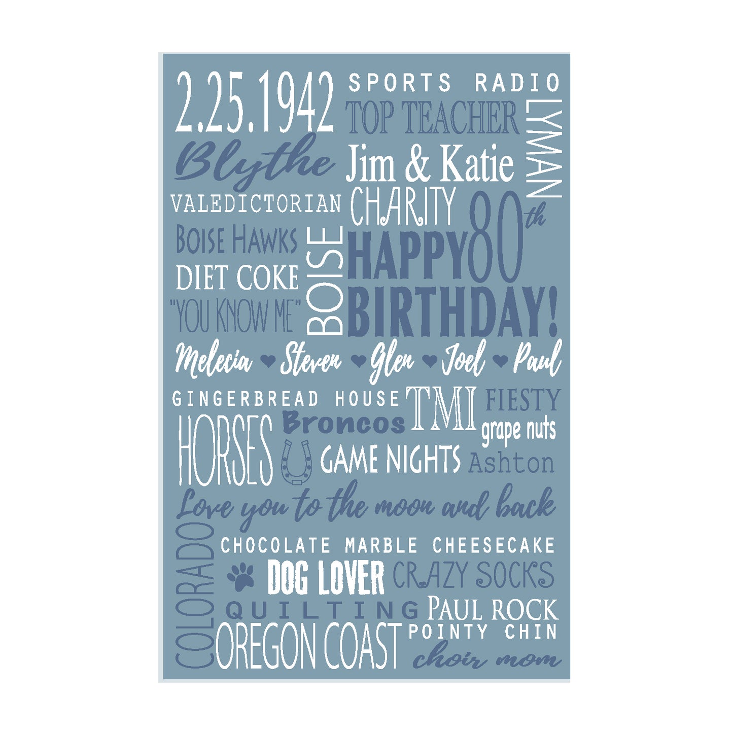 Custom Word Art on Canvas