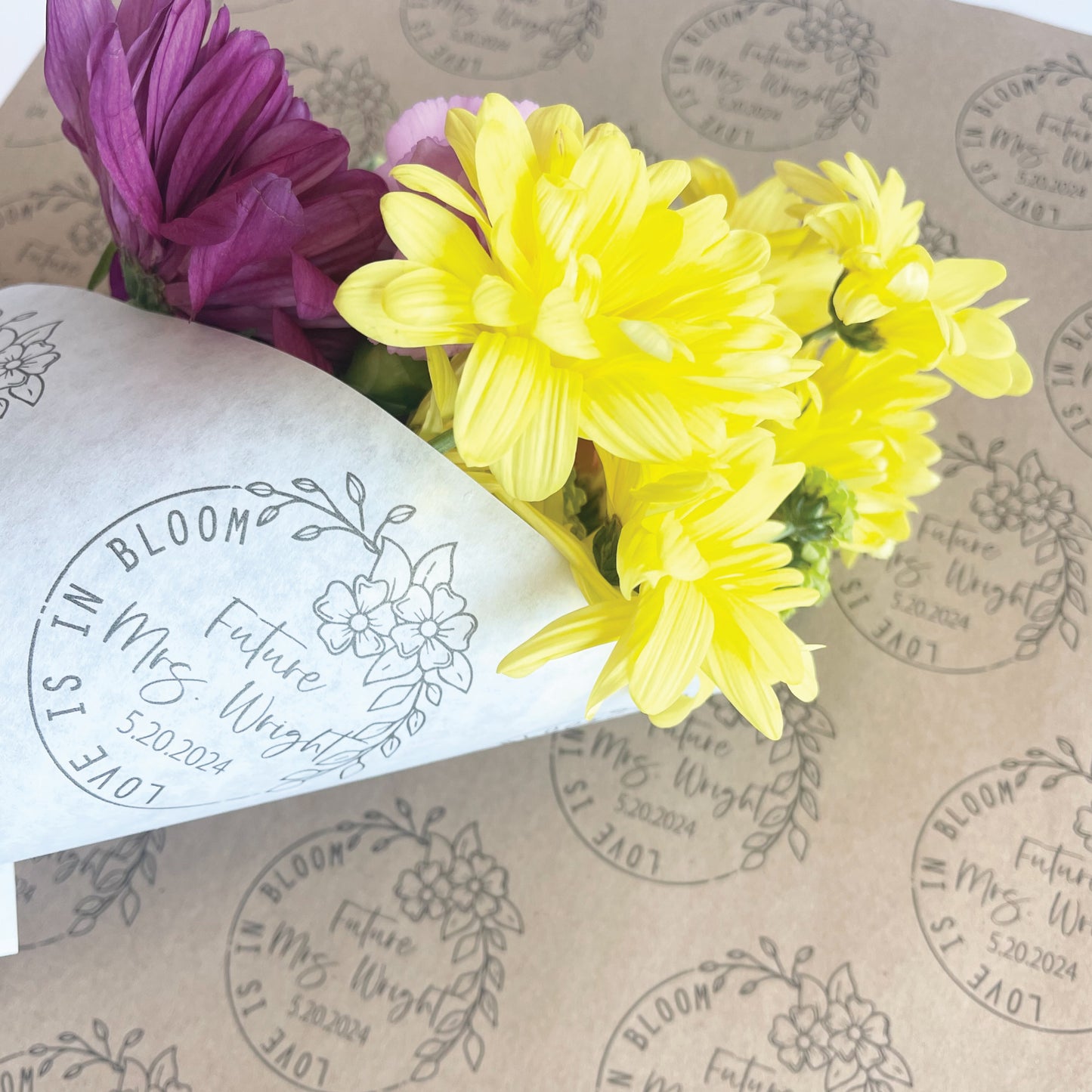 Future Mrs Wedding Shower Flower Wraps | Customized