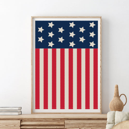 Vintage Americana Flag | Natural Canvas Print