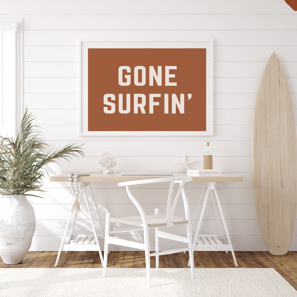 Gone Surfing | Natural Canvas Wall flag
