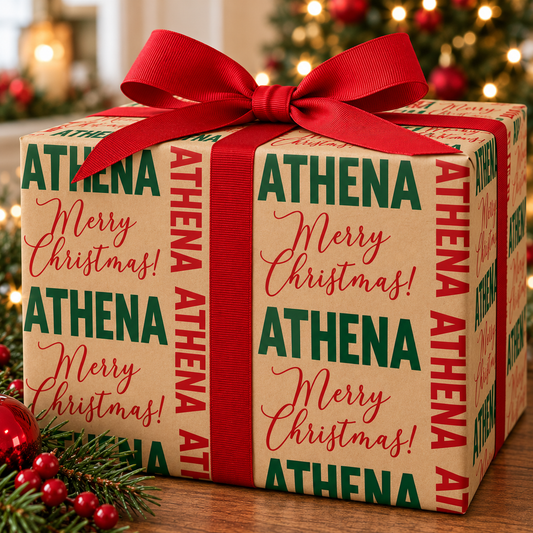 Your Name | Christmas Red and Green Gift Wrap