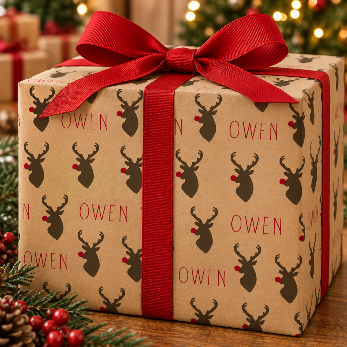 Personalized Christmas Paper | Rudolph Reindeer