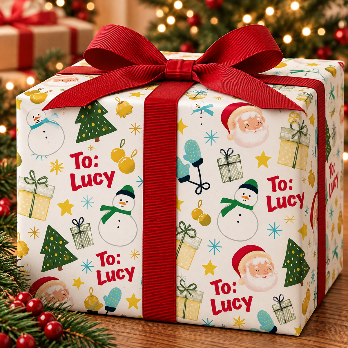 Personalized Christmas Paper | Snowman Gift Boxes
