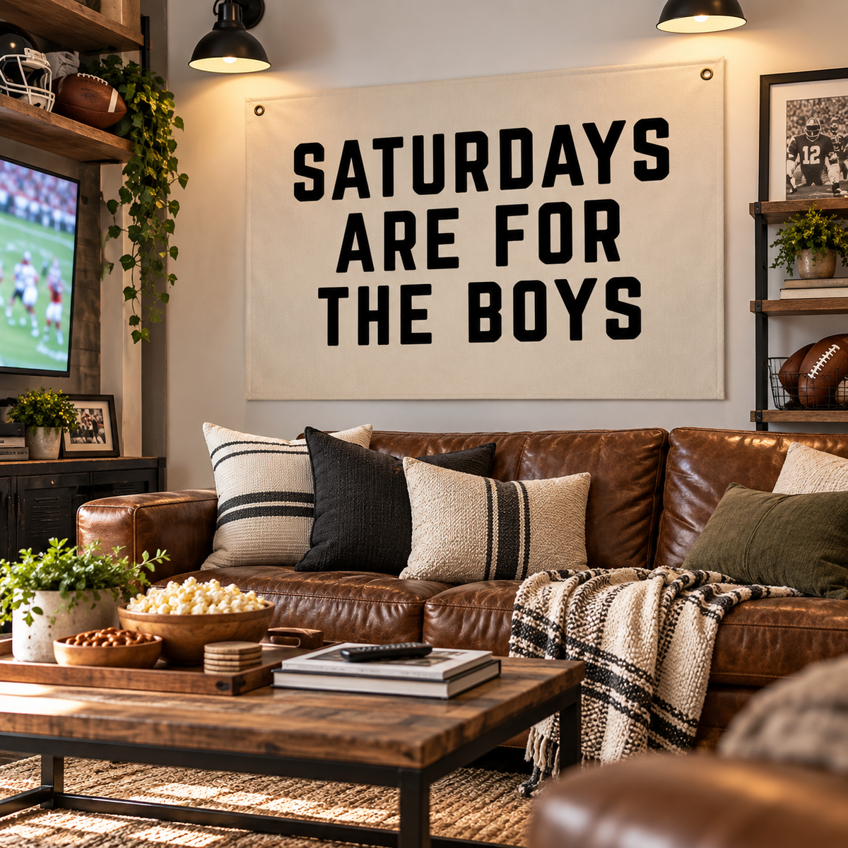 Saturdays Are For The Boys | Natural Canvas Tapestry