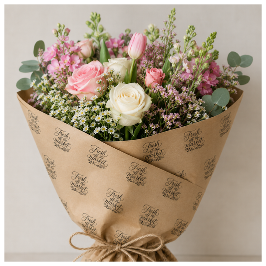 Fresh Off The Market Brown Flower Bouquet Wraps