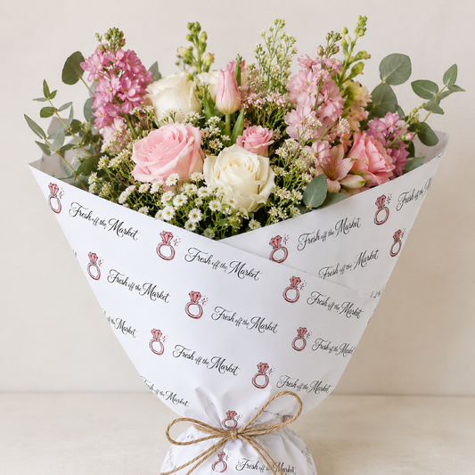 Fresh Off The Market White Flower Bouquet Wraps