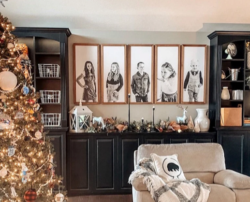 Framed Family Photo Canvas | Handcrafted Pine Frame
