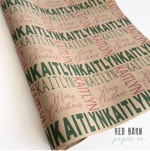 Your Name | Christmas Red and Green Gift Wrap