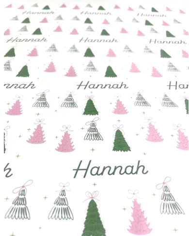 Personalized Christmas Paper | Pink Green Trees