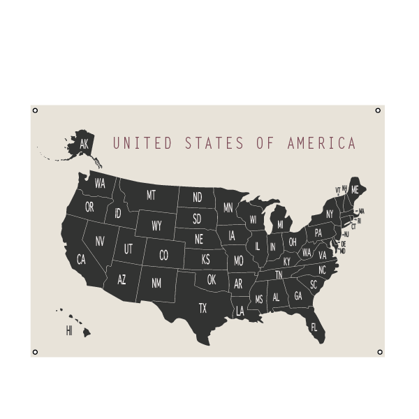 USA Map | Natural Canvas Tapestry