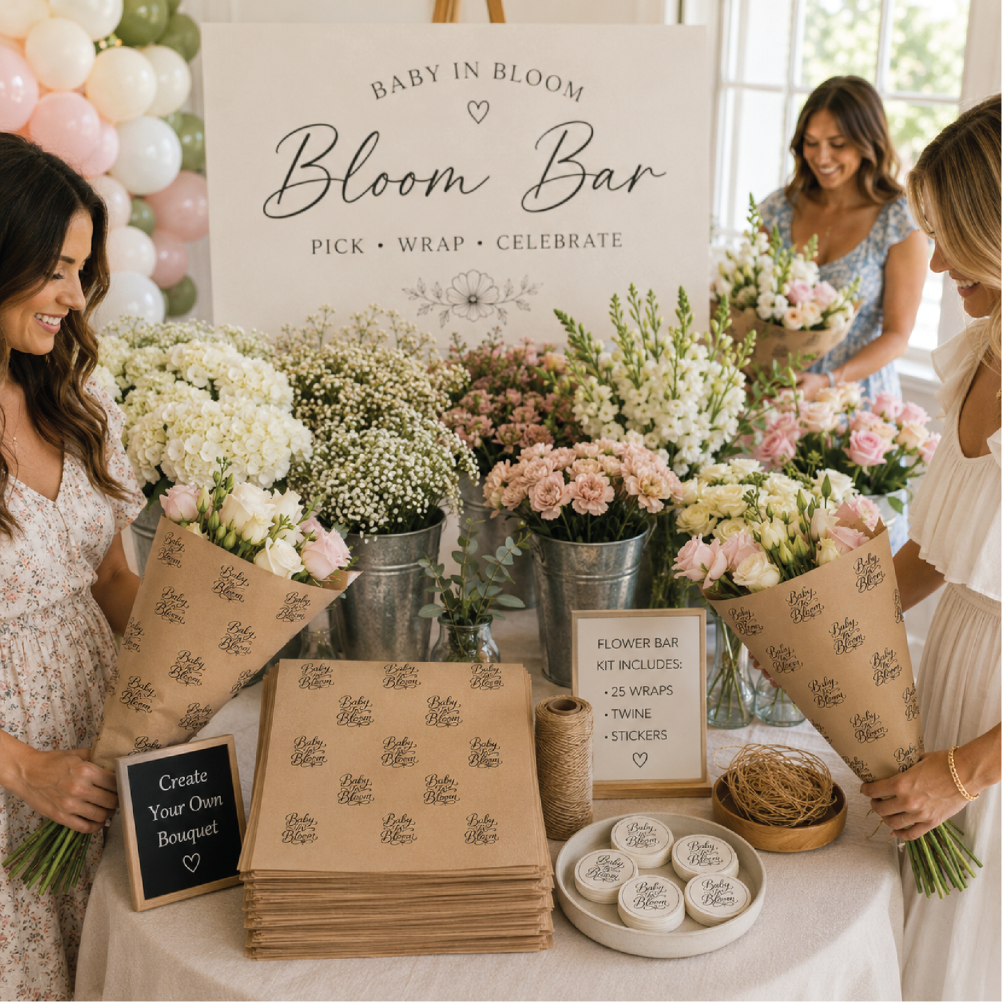 Baby In Bloom Script Flower Bouquet Wraps