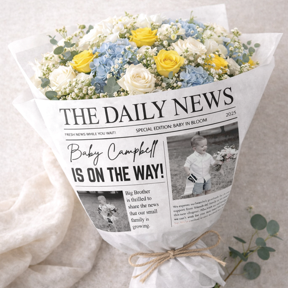 Newspaper Baby in Bloom | 25 Flower Bouquet Wraps