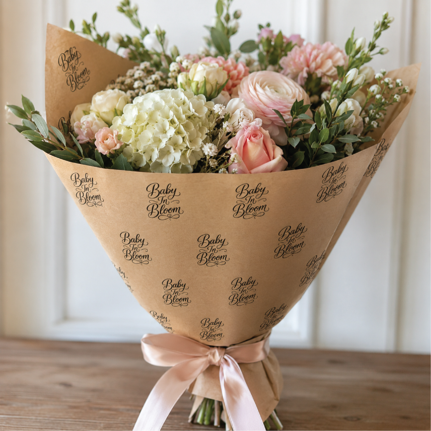 Baby In Bloom Script Flower Bouquet Wraps