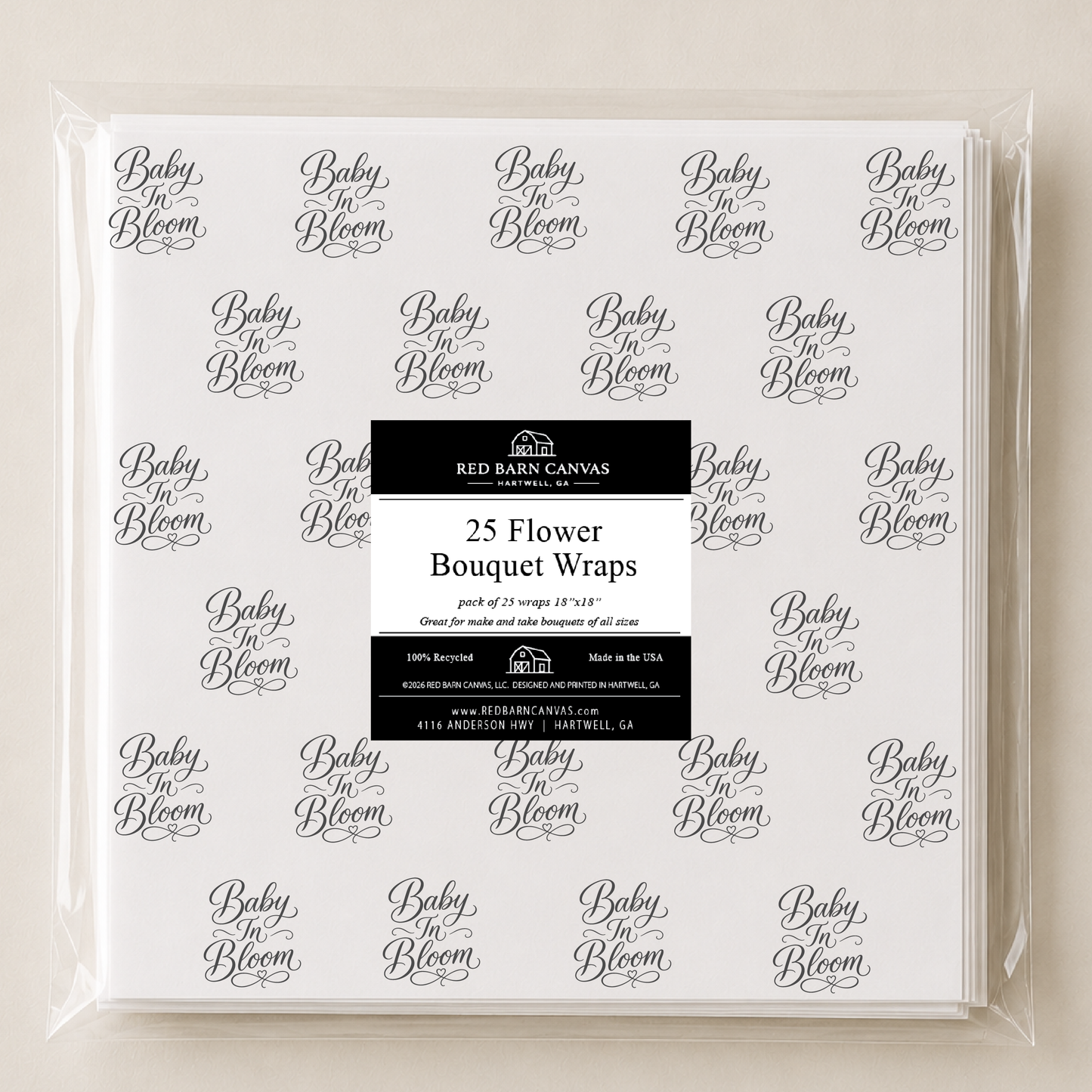 Baby In Bloom Script Flower Bouquet Wraps
