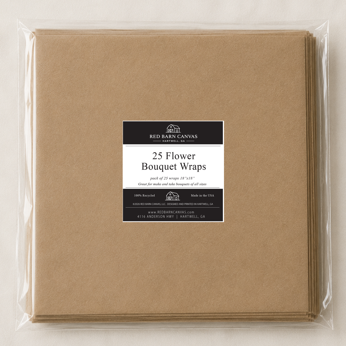 Blank Wraps | 25 Flower Bar Bouquet Wraps