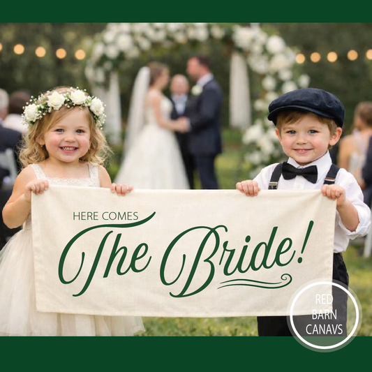 Here Comes The Bride | Natural Canvas Tapestry