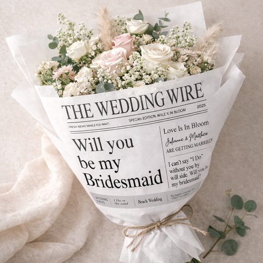 Bridesmaid Proposal Newspaper | 25 Flower Bouquet Wraps