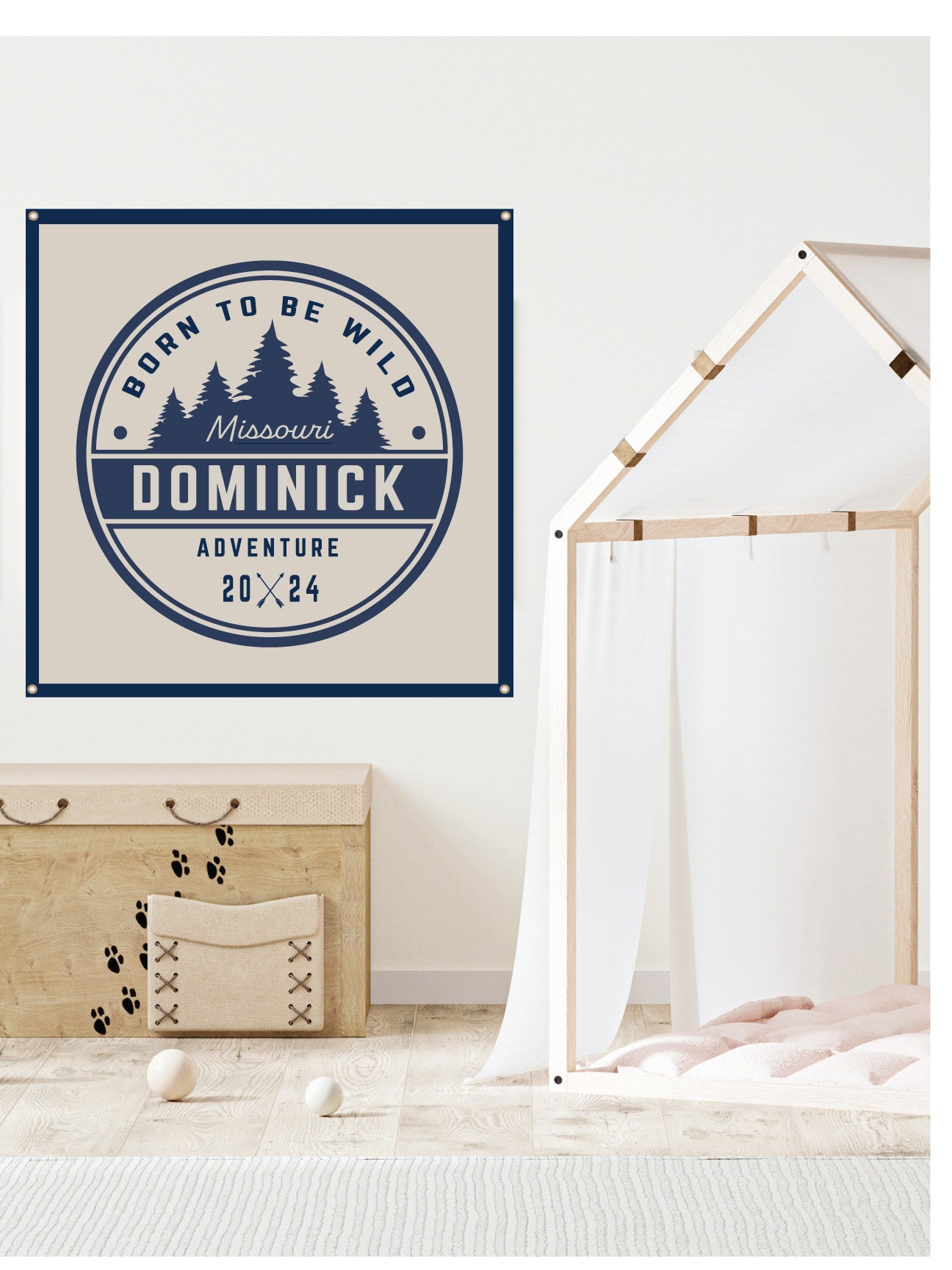 Born To Be Wild Camp, Personalized Canvas Flag Banner