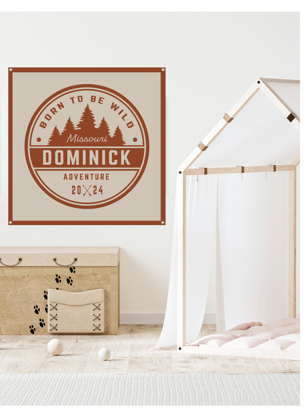 Born To Be Wild Camp, Personalized Canvas Flag Banner