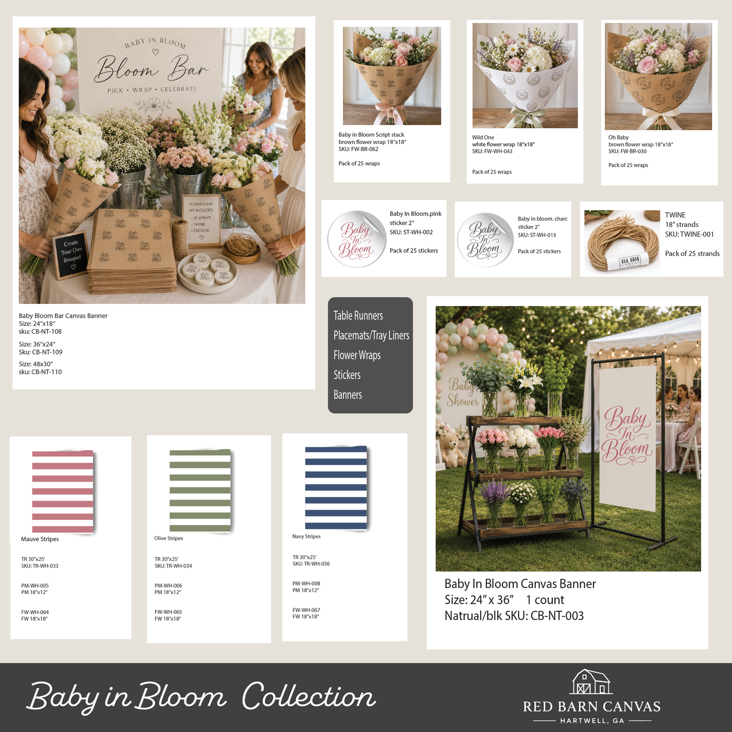 Baby In Bloom Script Flower Bouquet Wraps