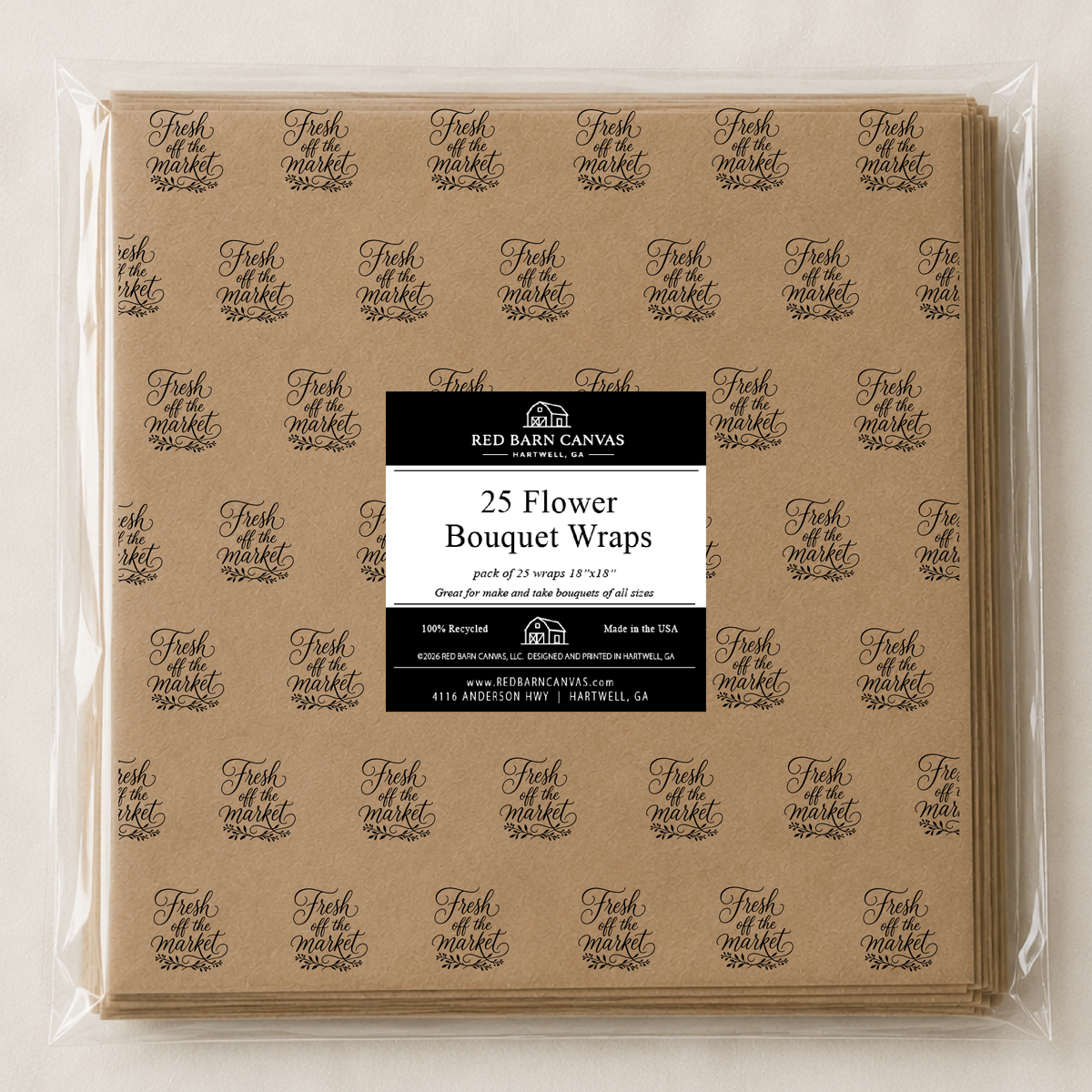 Fresh Off The Market Brown Flower Bouquet Wraps