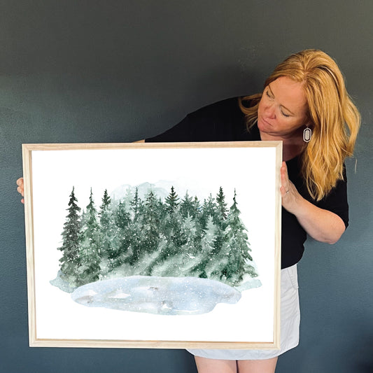 Framed Watercolor Christmas Print | Winter Wonderland