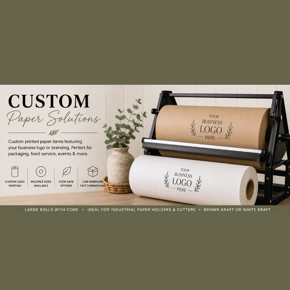 Custom Logo Kraft Paper Rolls – Perfect for Boutiques &amp; Retail Stores