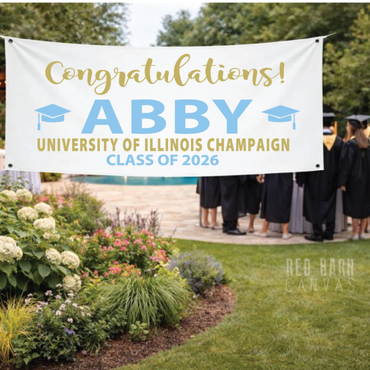 Personalized Graduation Vinyl Banner | Custom School Colors, Outdoor & Indoor Graduation Party Decor