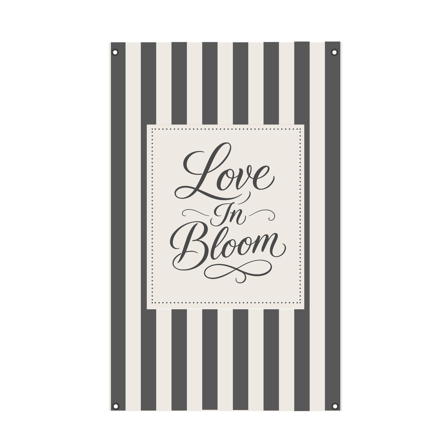 Love In Bloom Striped Canvas Banner
