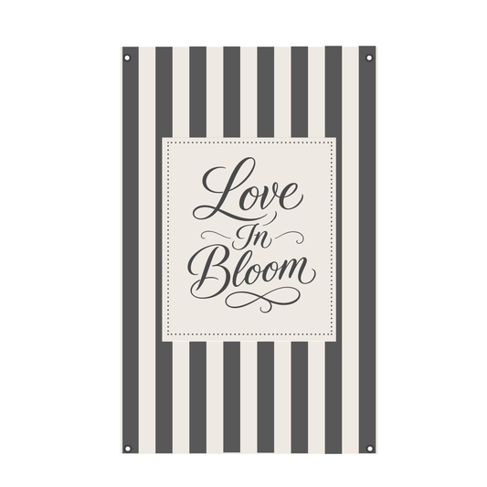 Love In Bloom Striped Canvas Banner