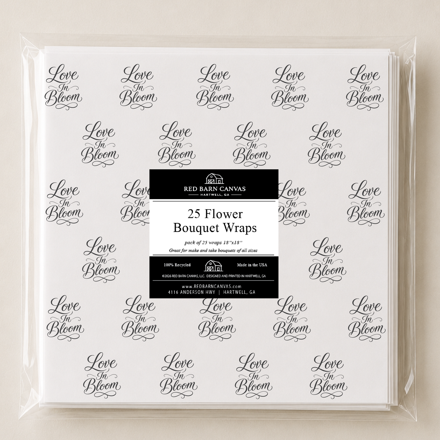 Love In Bloom Script Flower Bouquet Wraps