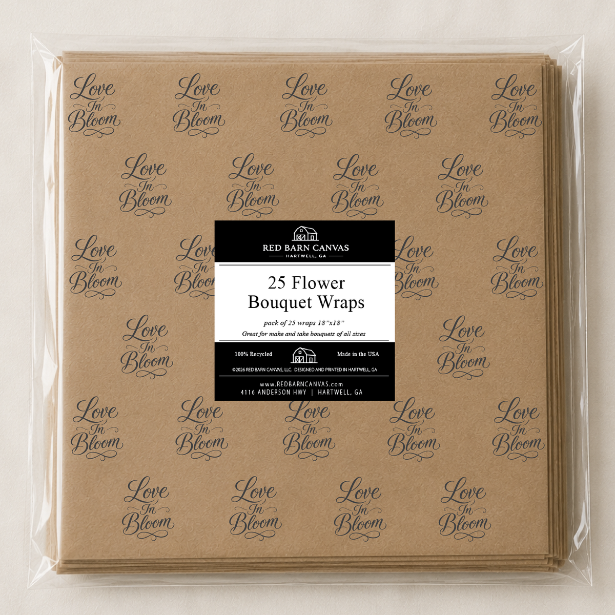 Love In Bloom Script Flower Bouquet Wraps