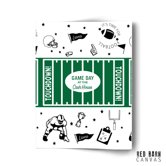 Custom Football Table Runner – 30" x 80" | Food-Safe Paper | Personalized with Mascot & Team Colors | Game Day Party Decor