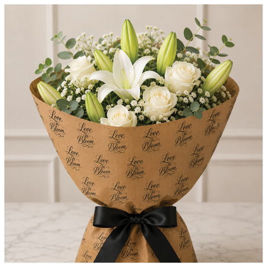 Love In Bloom Script Flower Bouquet Wraps