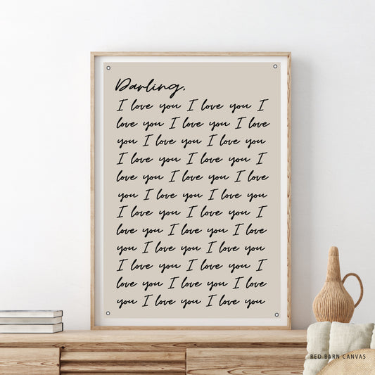 Darling, I Love You | Natural Canvas Wall Hanging