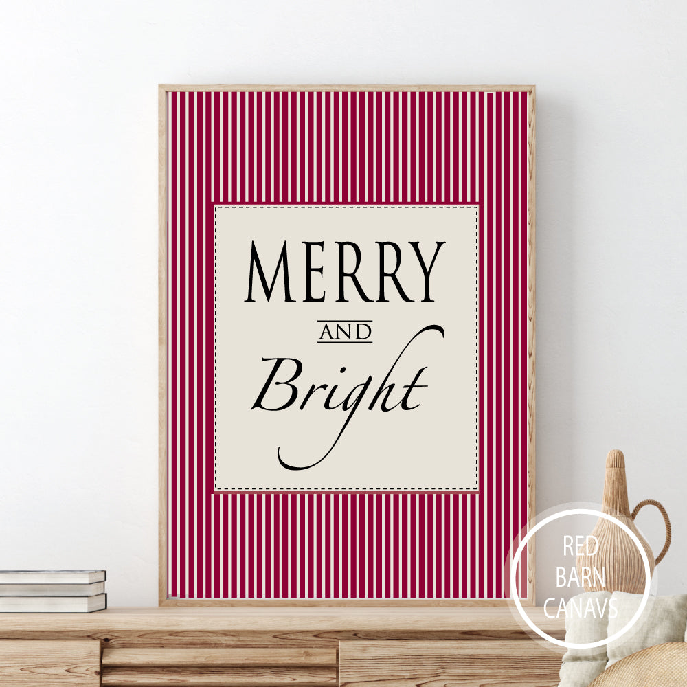 Merry And Bright,  Christmas Canvas Banner