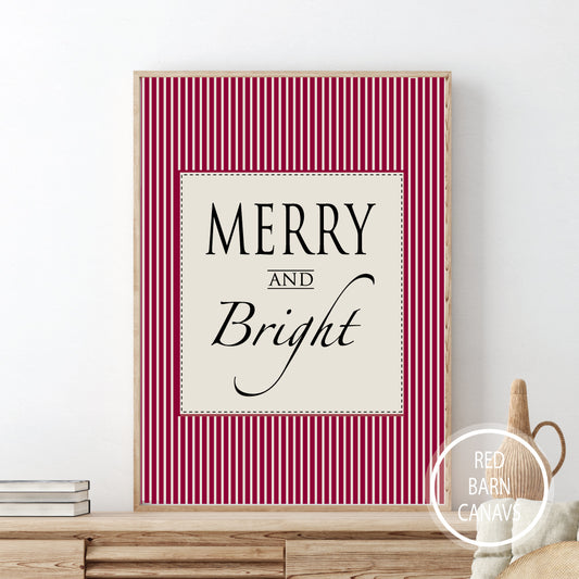 Merry And Bright,  Christmas Canvas Banner