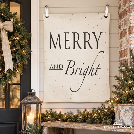 Merry and Bright Christmas Canvas Banner