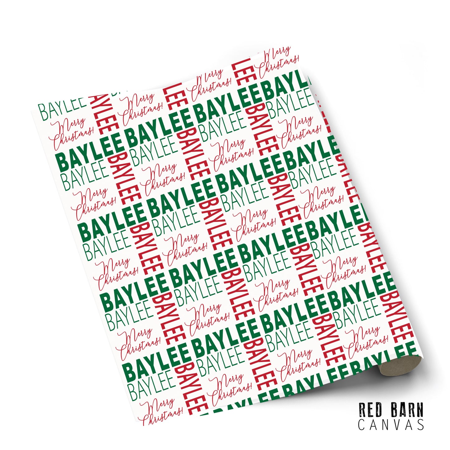 Your Name | Christmas Red and Green Gift Wrap