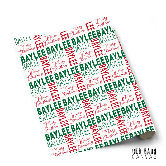 Your Name | Christmas Red and Green Gift Wrap