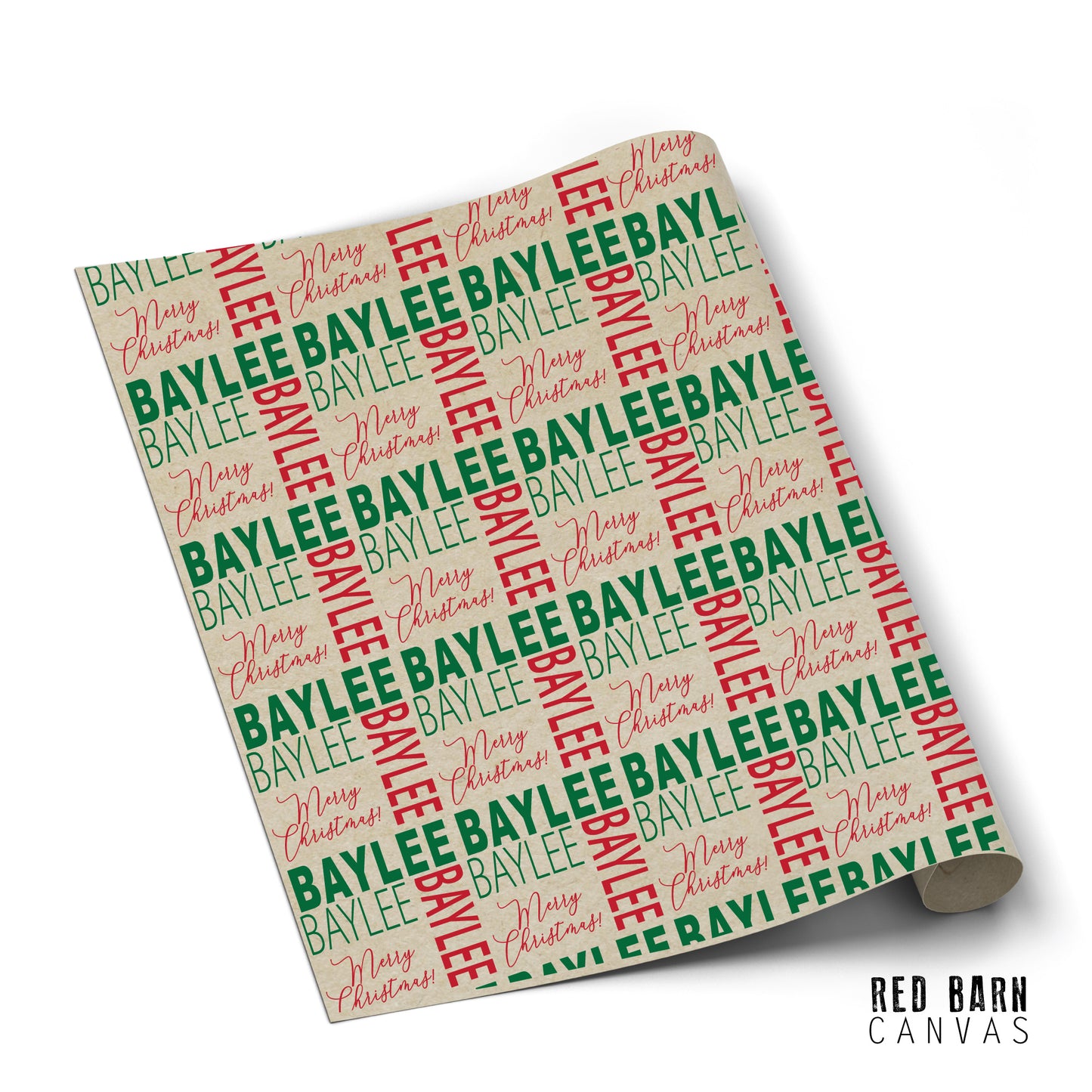 Your Name | Christmas Red and Green Gift Wrap
