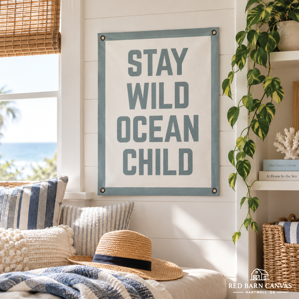 Stay Wild Ocean Child | Natural Canvas Wall flag