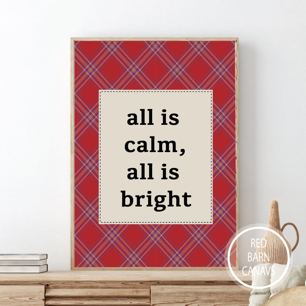 All Is Calm, All Is Bright,  Christmas Canvas Banner