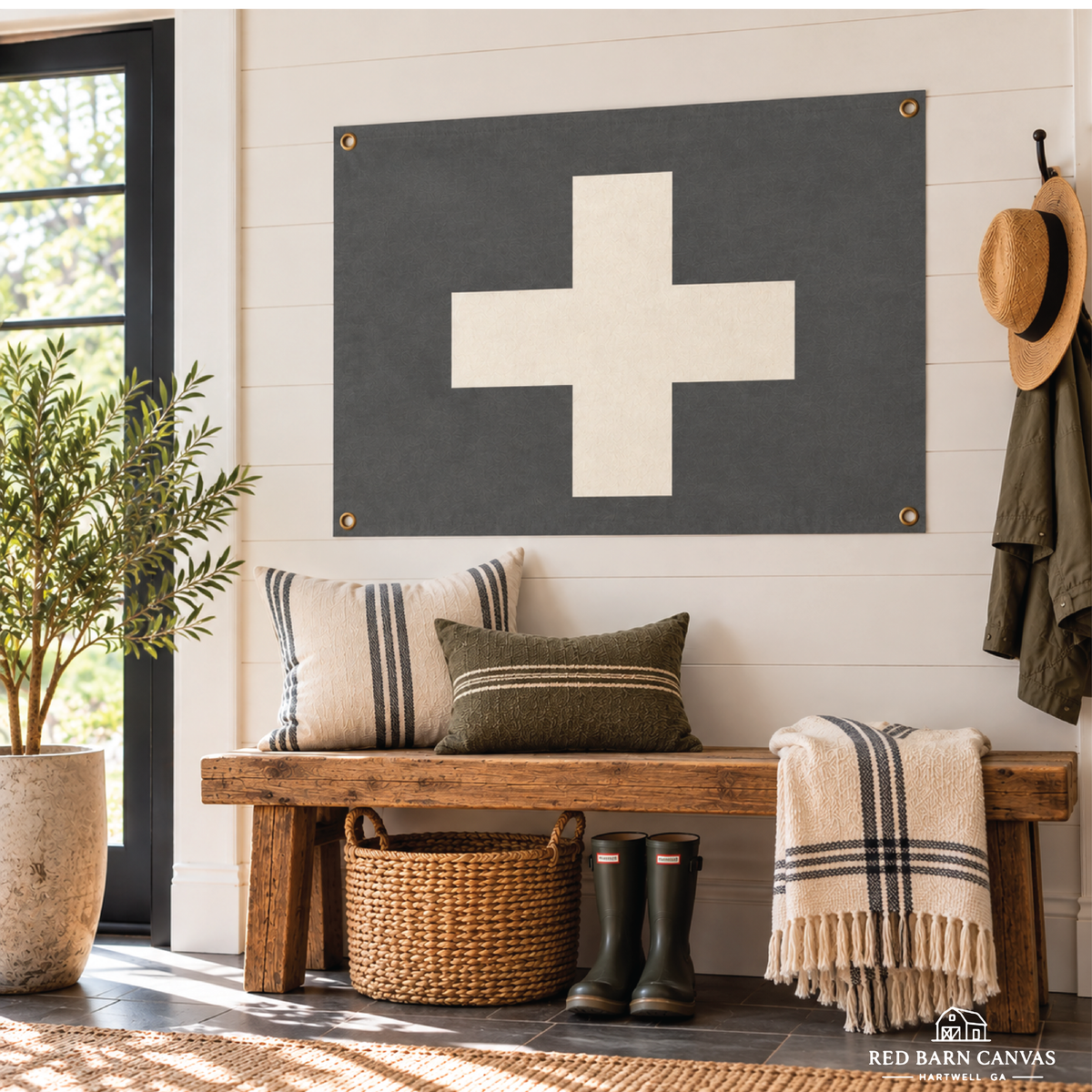 Swiss Cross | Natural Canvas Tapestry