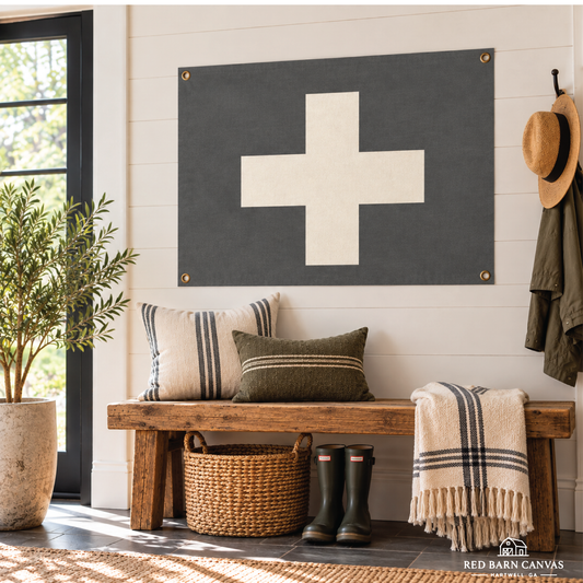 Swiss Cross | Natural Canvas Tapestry