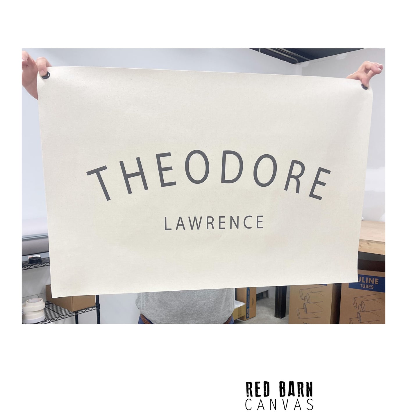 Personalized Neutral Canvas Name Tapestry – Custom Nursery Wall Hanging